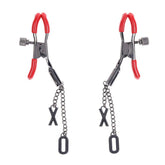 Sportsheets S&M Exs & Ohs Tipped Metal Nipple Clamps Red Nipple and Clit Clamps