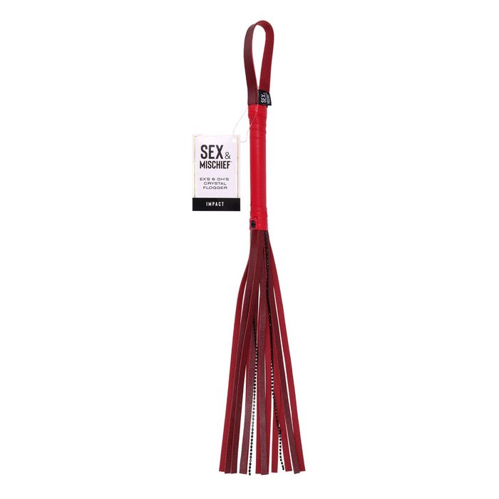 Sportsheets S&M Exs & Ohs Crystal BDSM Flogger Whip Red Whips And Crops