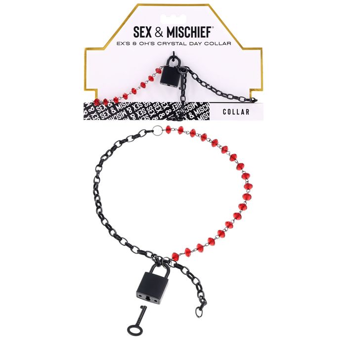 Sportsheets S&M Exs & Ohs Crystal Day BDSM Collar Jewellery Red/Black Collars and Leads
