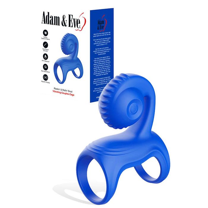 Adam & Eve ROCKIN & ROLLIN SNAIL Vibrating Couples Cage Blue Sex Toys For Couples