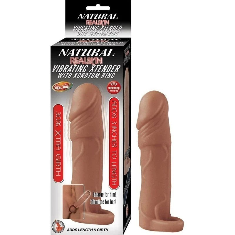 NATURAL REALSKIN Vibrating Penis Enlarger - Enhance Pleasure Pumps, Extenders and Sleeves