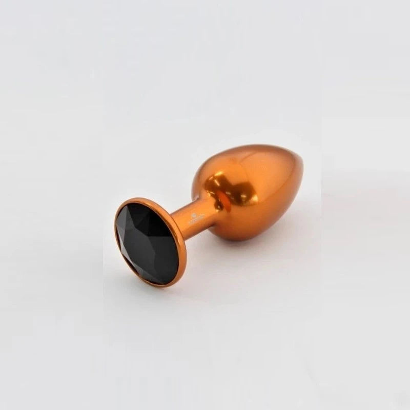 Rosebuds Orange Aluminium Butt Plug With Gem Medium Butt Plugs