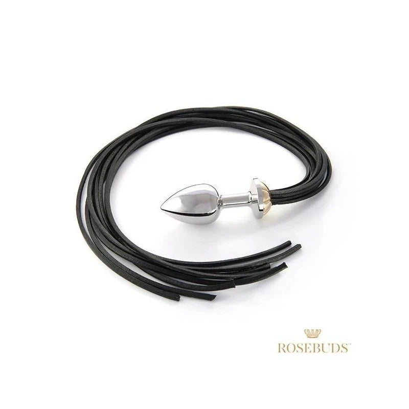 Rosebuds Intimate Fusion - Luxurious Metal Plug and Leather Whip Set Butt Plugs