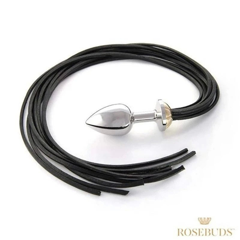 Rosebuds Intimate Fusion - Luxurious Metal Plug and Leather Whip Set Butt Plugs
