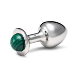 Rosebuds Stainless Steel Anal Plug Small With Malachite Gem Butt Plugs