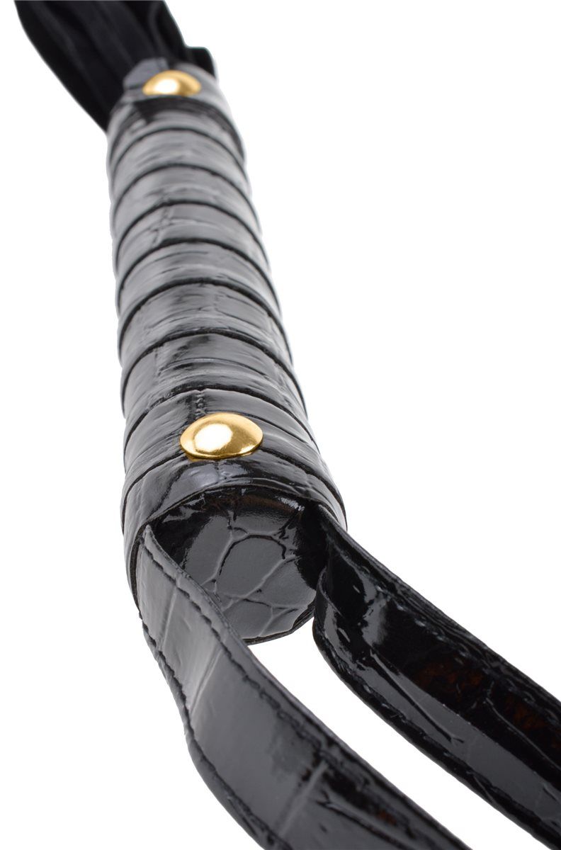 Fetish Fantasy Gold Cat O' Nine Black Leather Flogger Whips And Crops