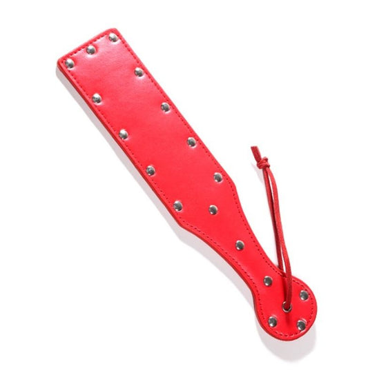 FetishFoundry Bondage Paddle Red Leather with Studs Paddles And Slappers