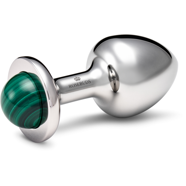 Rosebuds Stainless Steel Anal Plug Small With Malachite Gem Butt Plugs