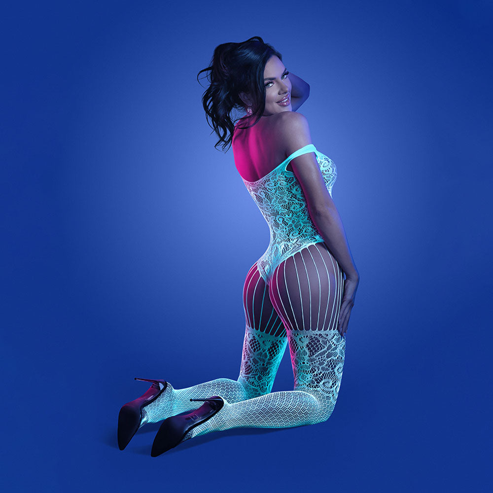 Luminous Allure - Glow-Enhancing Crotchless Bodystocking Body Stockings