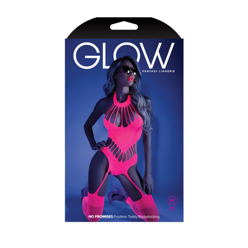 Glow's Radiant Neon Pink Fishnet Bodystocking Body Stockings