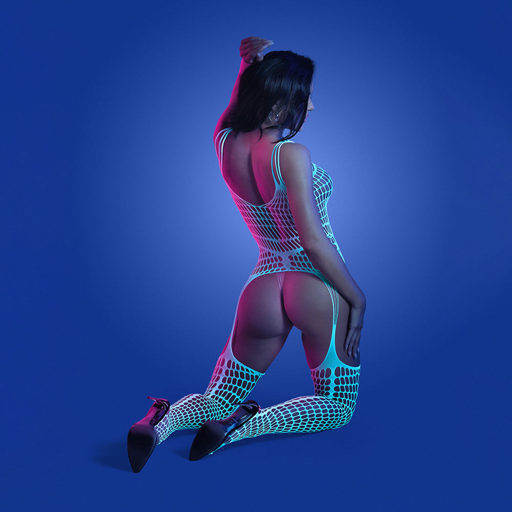 Glow-Powered Timelapse Bodystocking - Radiant Day-to-Night Transformation Bras and Bra Sets