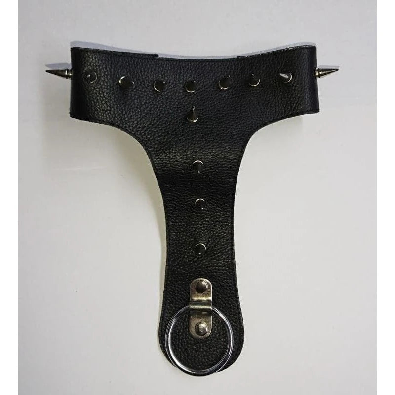 Devils Spiked Leather Collar with O Ring Cock Rings