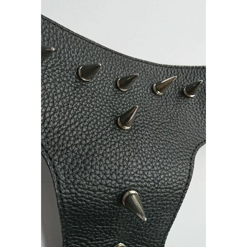 Devils Spiked Leather Collar with O Ring Cock Rings