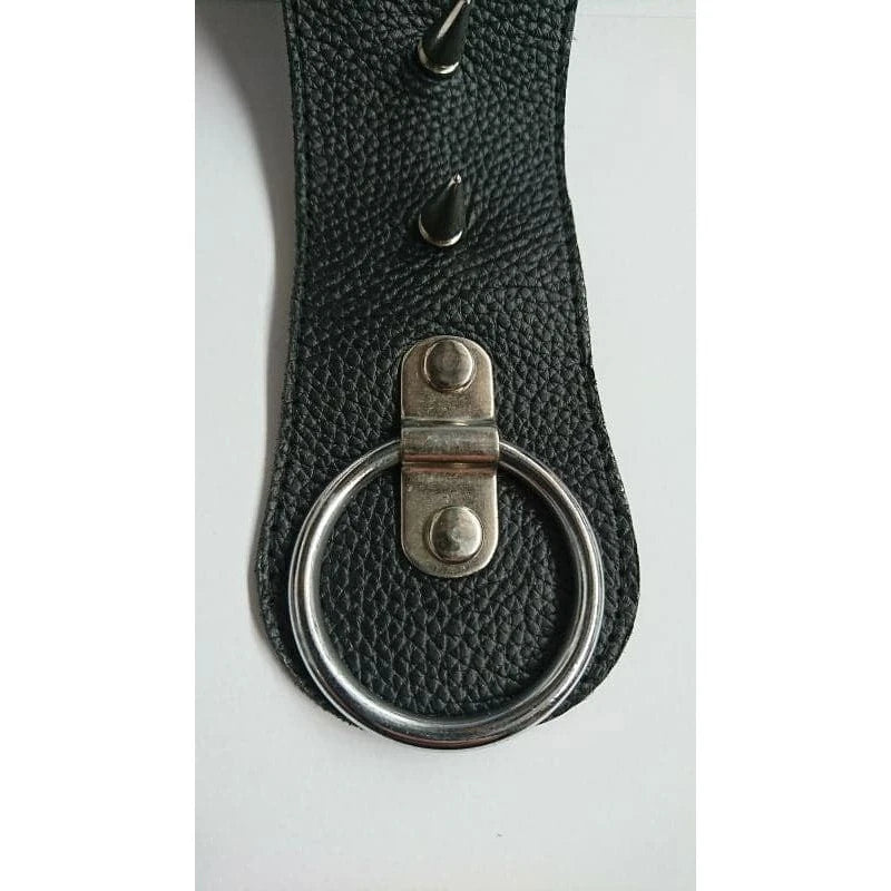 Devils Spiked Leather Collar with O Ring Cock Rings