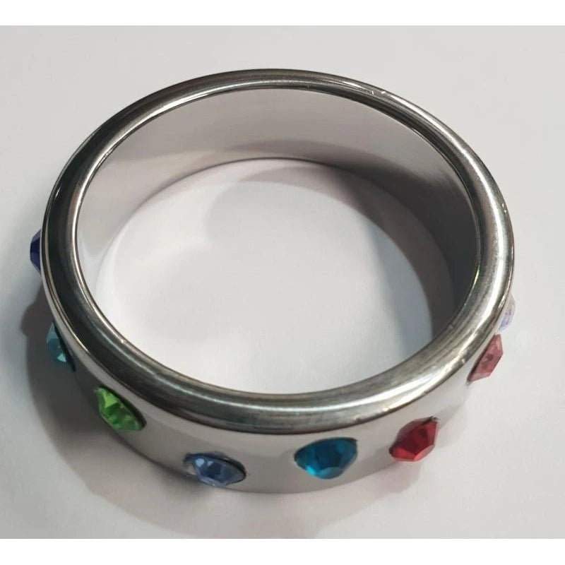 Wide Band Jewel Encrusted Steel Cock Ring Cock Rings