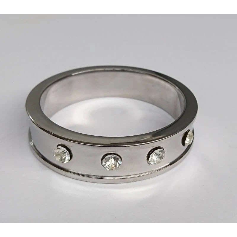 Deep Shallow Steel Cock Ring with Diamond Gem Cock Rings