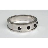 Deep Shallow Steel Cock Ring with Onyx Gem Cock Rings