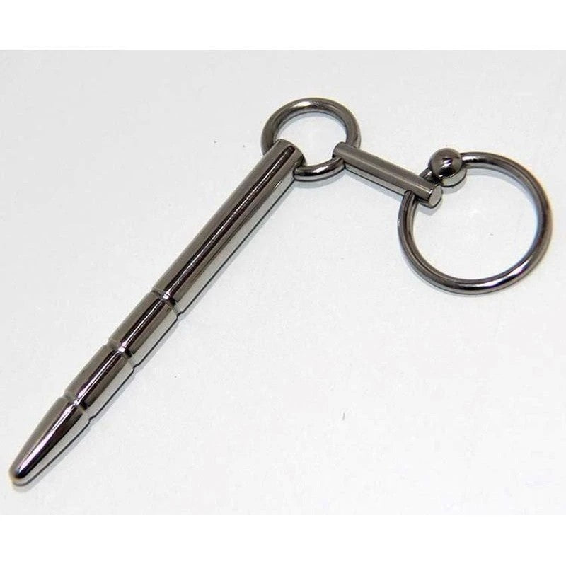 Xtube Steel Ribbed Penis Plug Wand with Glans Ring Penis Plugs