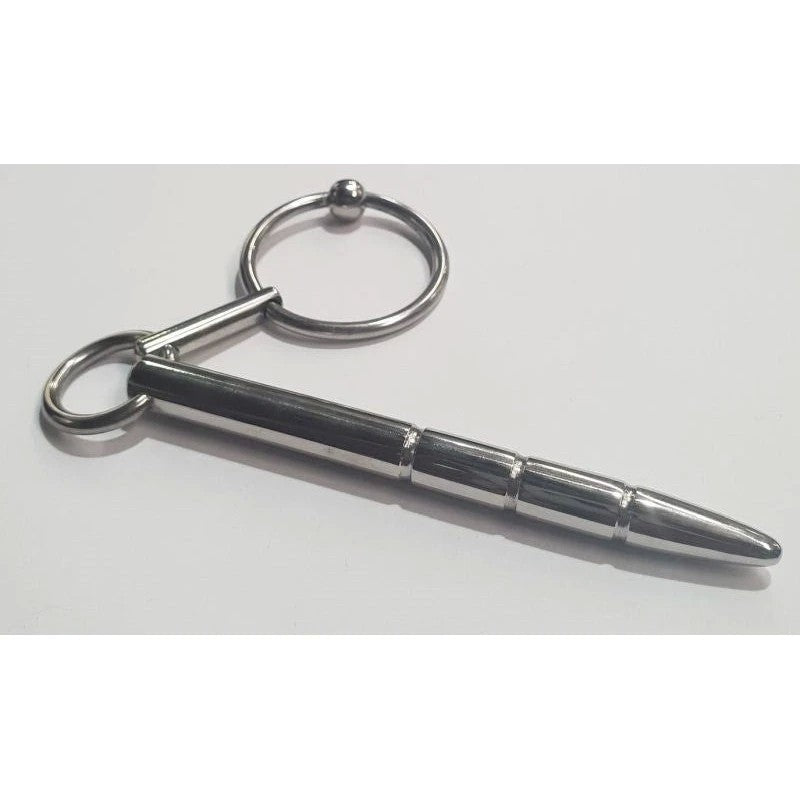 Xtube Steel Ribbed Penis Plug Wand with Glans Ring Penis Plugs