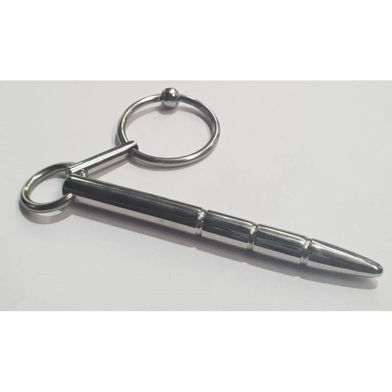 Xtube Steel Ribbed Penis Plug Wand with Glans Ring Penis Plugs