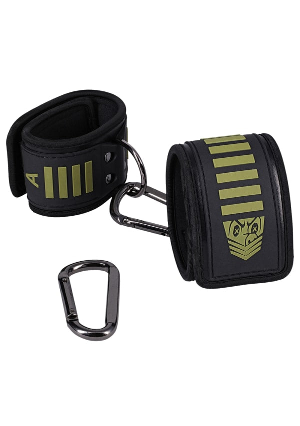 Doc Johnson Fort Troff Tactical BDSM Ankle Cuffs Black/Green Cuffs And Restraints