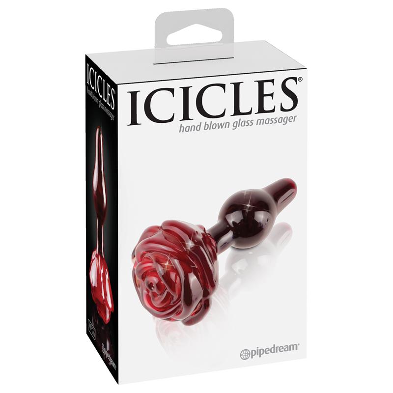Pipedream Icicles No 76 Rose Shape Glass Butt Plug Glass Sex Toys