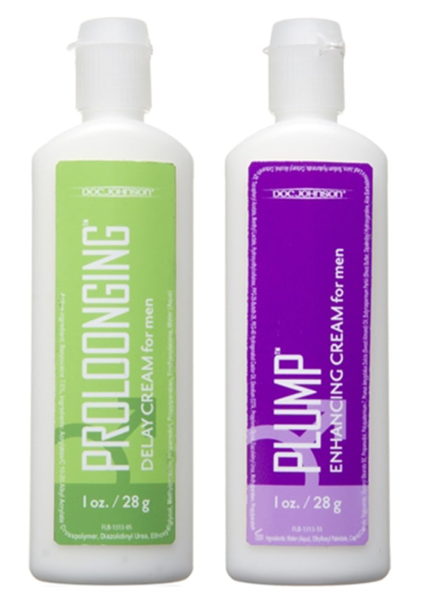 Doc Johnson Prolonging and Plump Cream for Men 2 Pack Delay and Excite Sprays