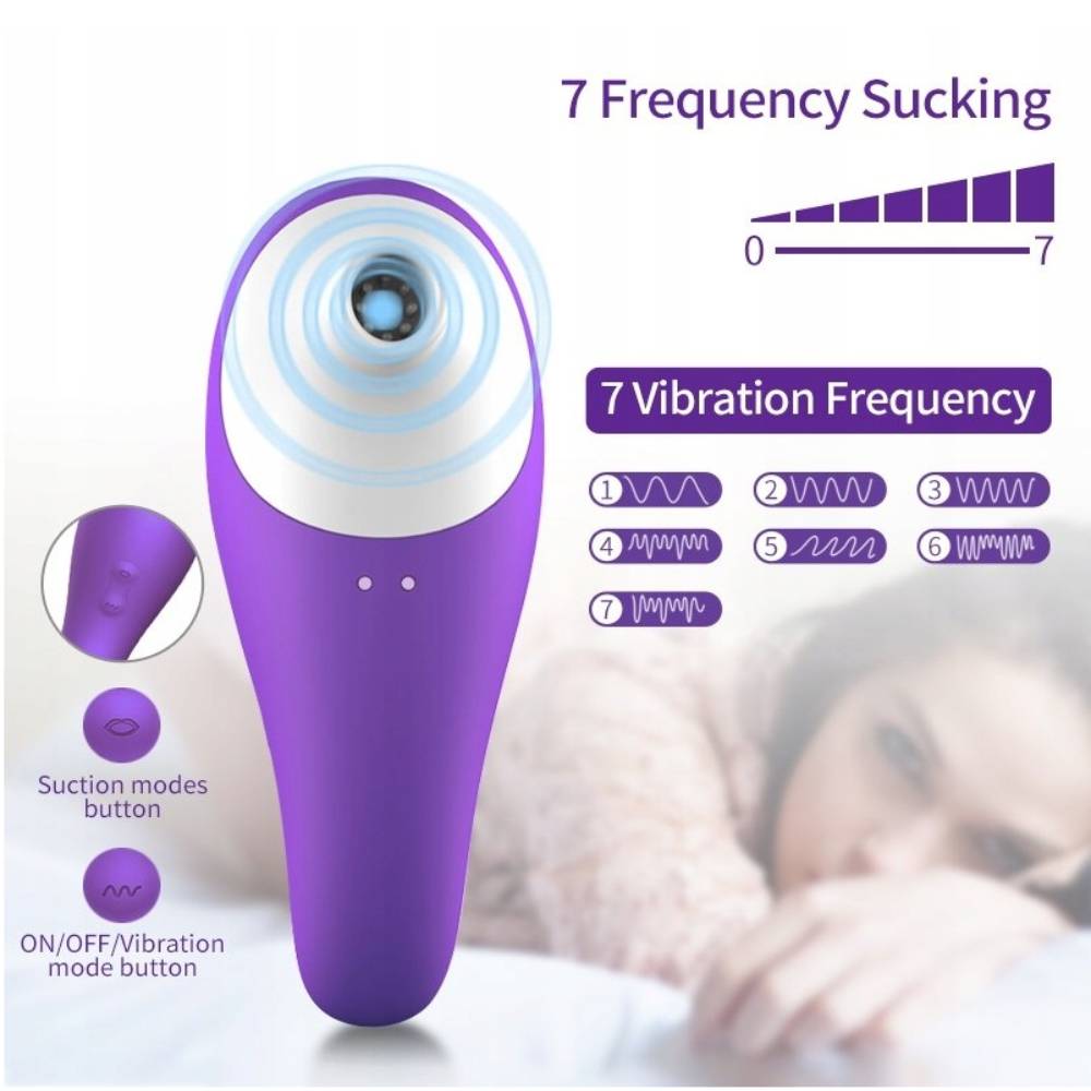 BDStyle 7 Functions Clitoral Sucking Vibrator Purple Clit Ticklers and Pulsators