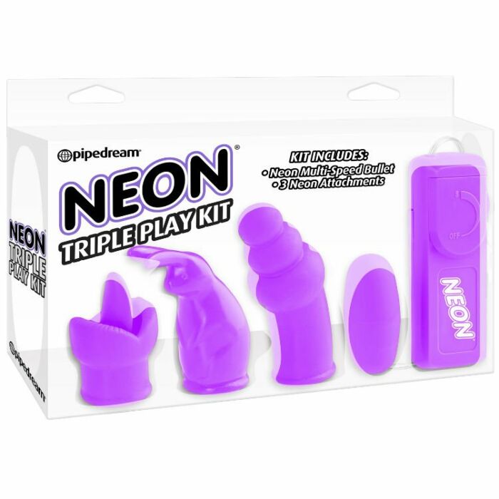 Pipedream Neon Triple Play Adult Toys Kit Purple Sex Kits