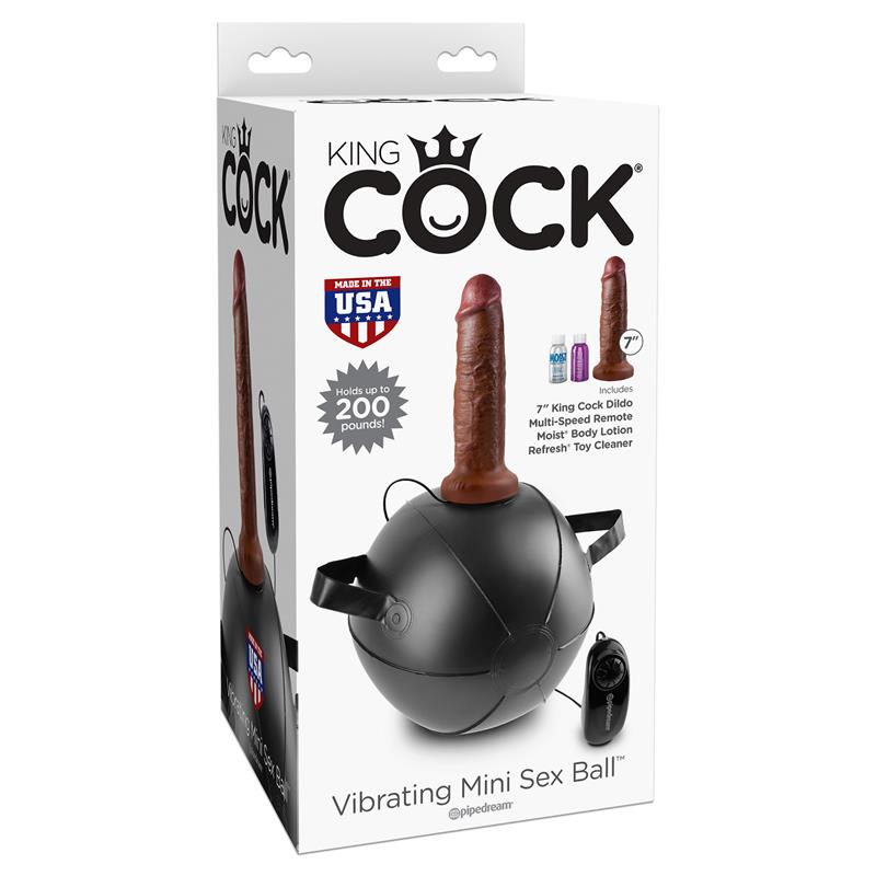 King Cock Vibrating Mini Sex Ball with 7 Inch Dong Brown Sex Machines