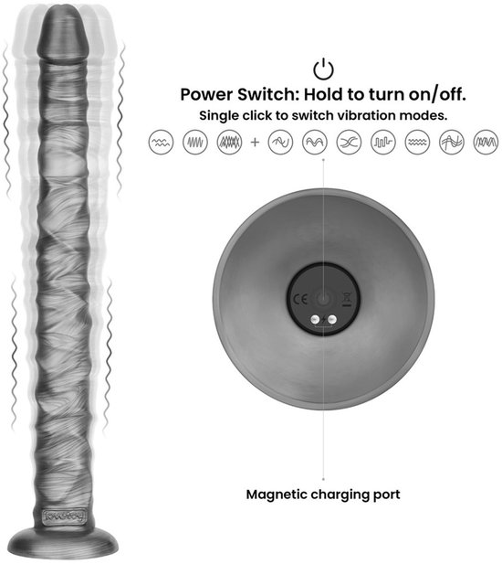 Lovetoy King Sized Vibrax Slider Vibrating Dildo Grey Vibrating Dildos