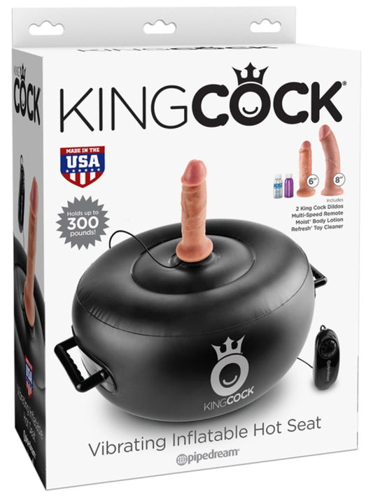 King Cock Vibrating Inflatable Dildo Hot Seat Black - Sex Machines