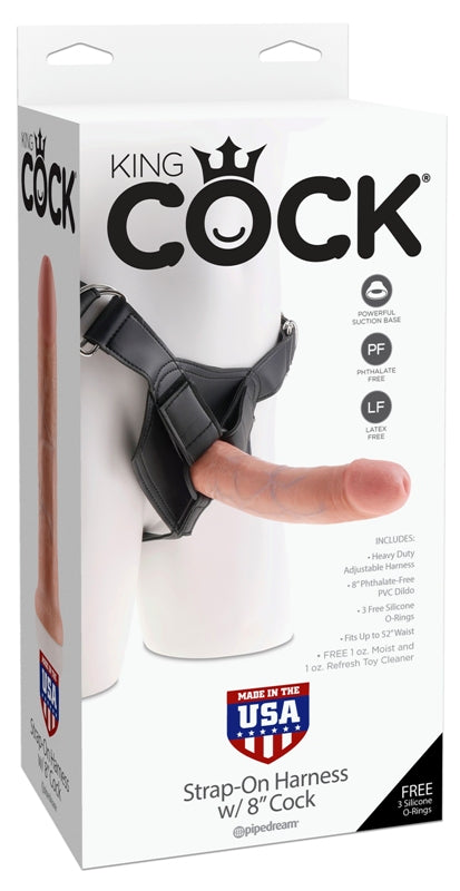 King Cock Strap-On Harness with 8 inch Realistic Cock - Strap On Sextoys