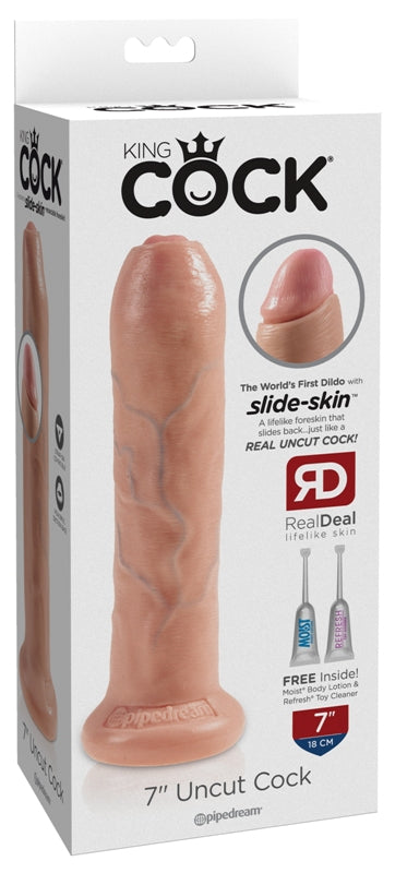 King Cock Uncut Lifelike with Foreskin Realistic Dildo Flesh - Realistic Dildos