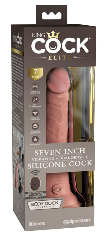 King Cock Elite Remote Vibrating Dual Density Silicone Cock - Realistic Dildos