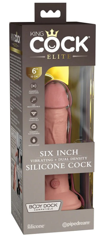 King Cock Elite Vibrating Dual Density Silicone Cock Light - Realistic Dildos