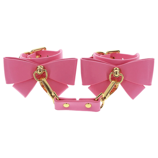 Scala Vegan PU Leather BDSM Play Wrist Cuffs Pink Cuffs And Restraints