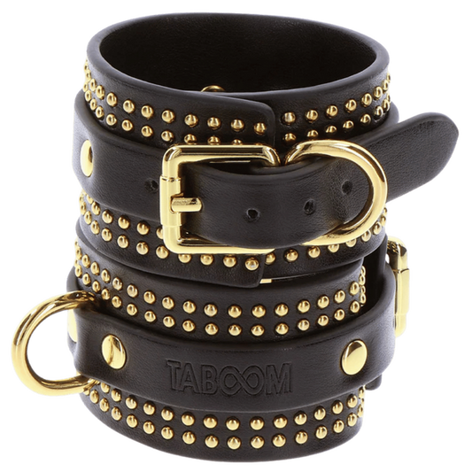 Scala Taboom BDSM Play Studded Wrist Cuffs Set Black Cuffs And Restraints