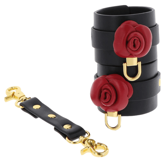 Scala TABOOM Wild Roses Bondage Wrist Cuffs Set Black Cuffs And Restraints