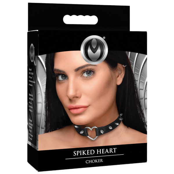 Master Series Spiked Heart Bondage Choker Black Collars and Leads