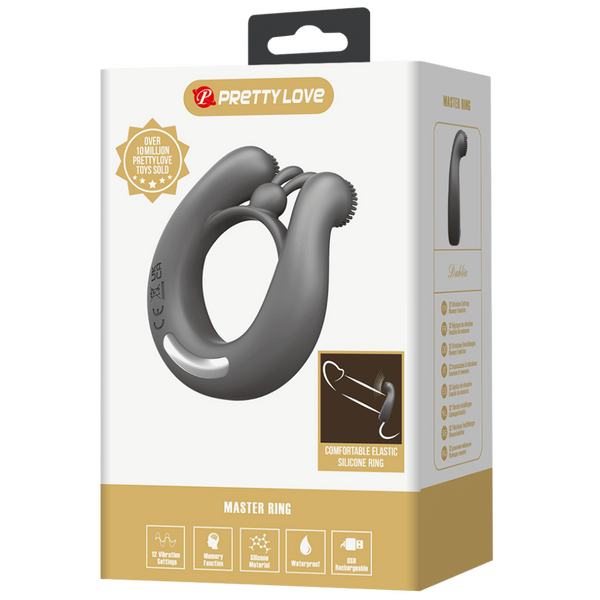Pretty Love Master Ring Dahlia Vibrating Dick Ring Grey Vibrating Cock Rings
