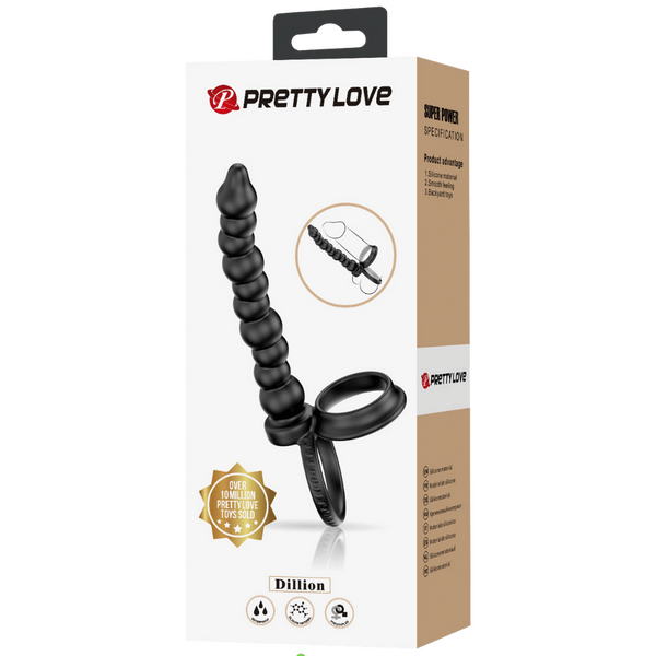 Pretty Love Dillion Anal Beads With Cock Ring Black Anal Beads and Balls