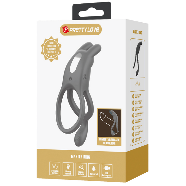 Pretty Love Seth Master Vibrating Cock Ring Grey Vibrating Cock Rings