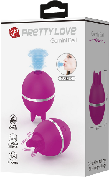 Pretty Love Gemini Ball Shape Rechargeable Clitoral Vibrator Purple Clit Ticklers and Pulsators