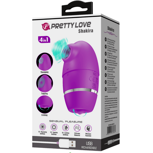 Pretty Love 4 in1 Thumping Shakira Clitoral Vibrator Purple Clit Ticklers and Pulsators