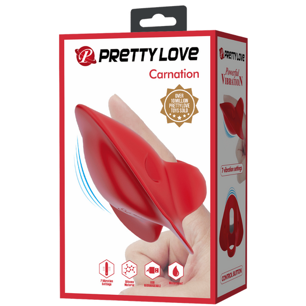 Pretty Love Carnation Rechargeable Finger Vibrator Red Finger and Tongue Vibrators