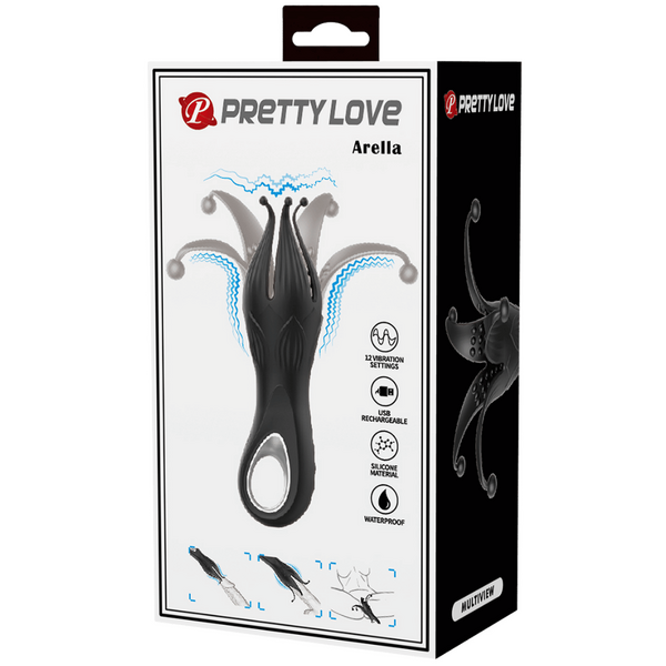Pretty Love Arella Rechargeable Clitoral Massager Black Clit Ticklers and Pulsators