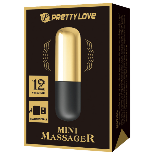 Pretty Love Rechargeable 12 Function Mini Bullet Massager Gold Bullet Vibrators