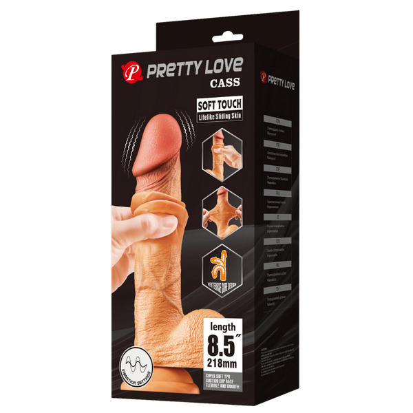 Pretty Love Sliding Skin Series Realistic Vibrating Dong 8.5 Inch Flesh Realistic Dildos