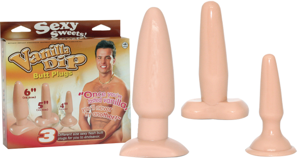 Excellent Power Vanilla Dip Butt Plugs Set Flesh Butt Plugs